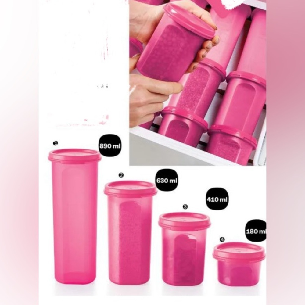 Pink Storage Container Tupperware Modular Mates Round Set of 4 - Picture 4 of 7